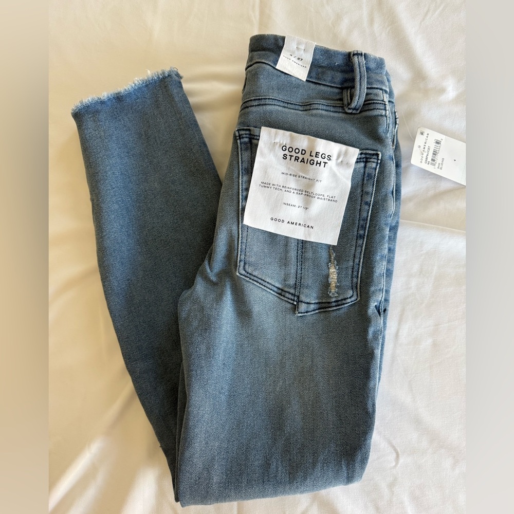 GOOD AMERICAN Good Legs Straight Split Pocket Women's Jeans - NEW - 27 - Picture 7 of 12